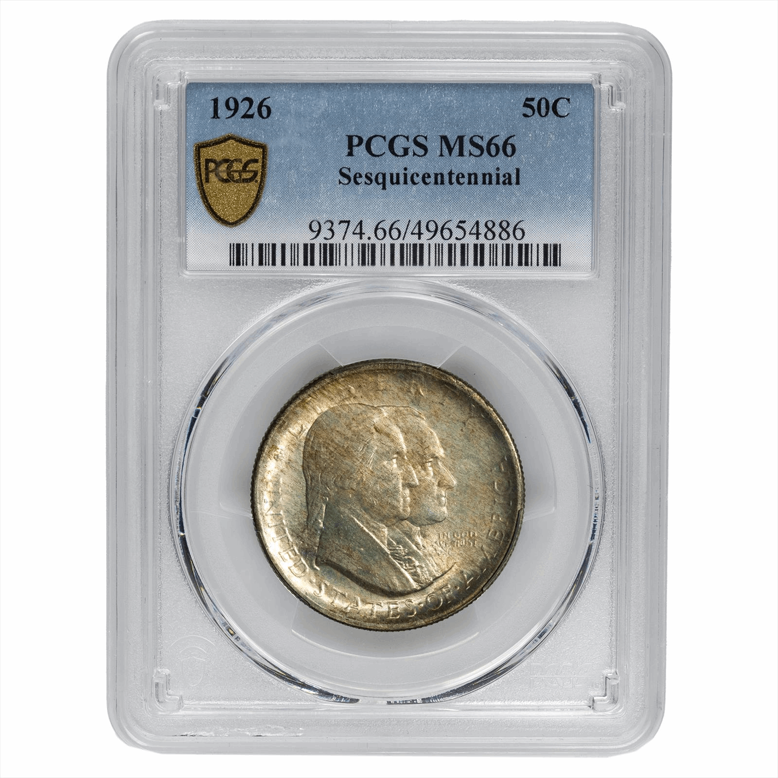 1926 Sesquicentennial Commemorative Half Dollar 50c, PCGS MS 66 - Original Toning
