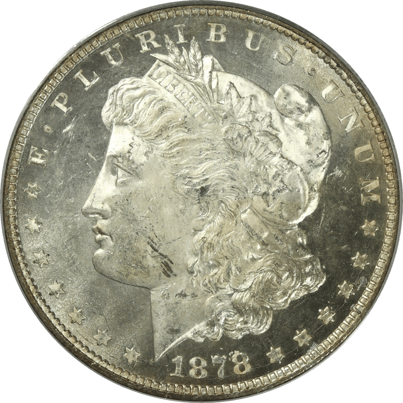 1878 8TF Morgan Silver Dollar $1, PCGS MS-62 PL - Nice White Coin, OGH, VAM-1