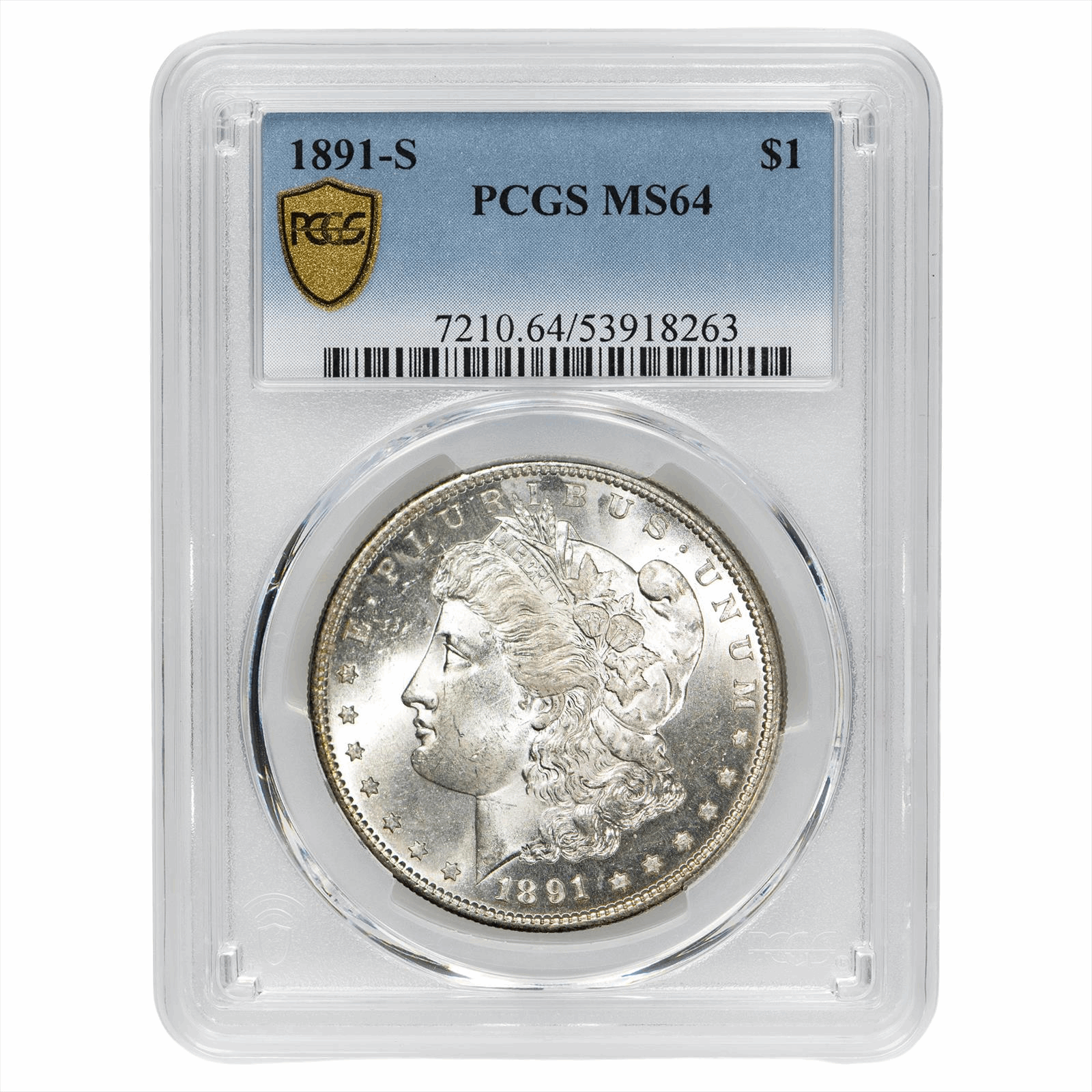 1891-S Morgan Silver Dollar $1 PCGS MS 64