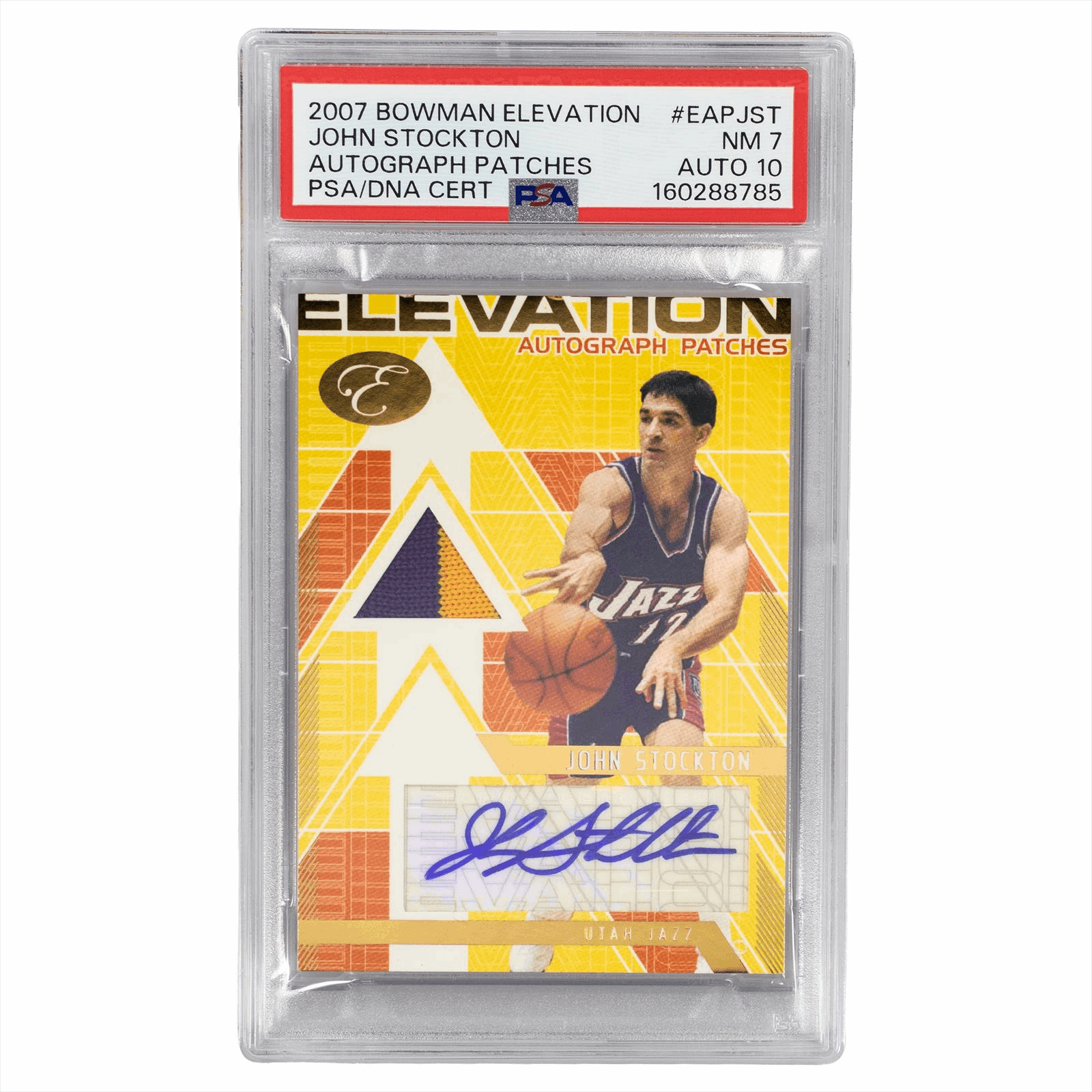 2007 Bowman Elevation John Stockton Auto Patches #EAPJST PSA/DNA NM 7 AUTO 10