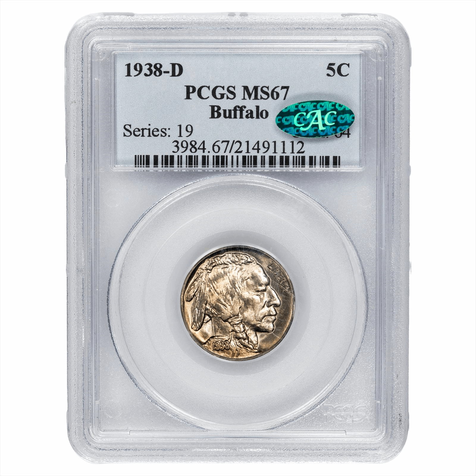 1938-D Buffalo Nickel 5C PCGS MS 67 CAC