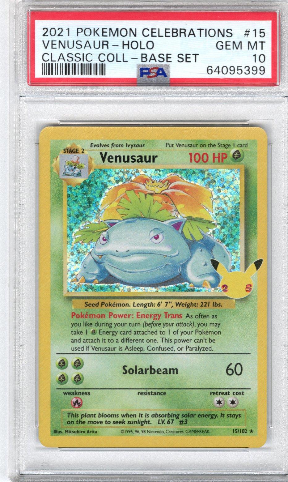 2021 Pokemon Celebrations Classic Coll - Base Set Venasaur Holo PSA GEM MT 10 