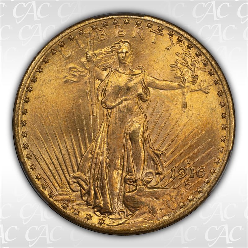 1916-S $20.00 CACG MS66 