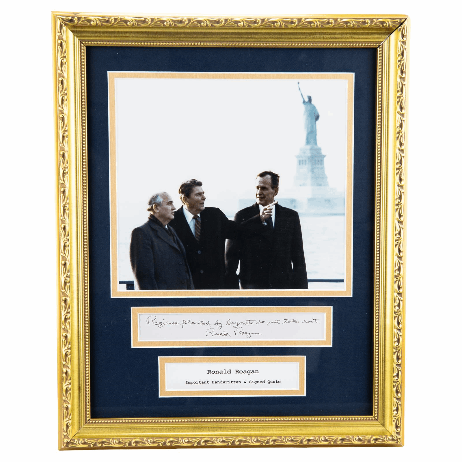 Ronald Reagan Signed Quote and Photo PSA LOA 