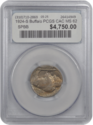 1924-S Buffalo PCGS CAC MS 62