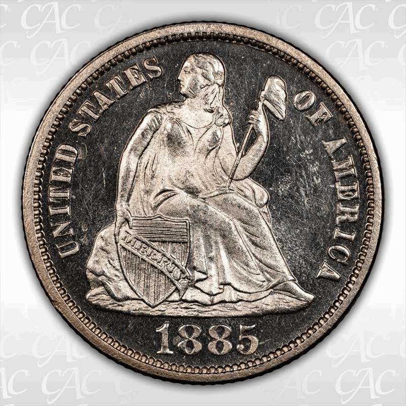 1885 10C CACG PR 65 CAM