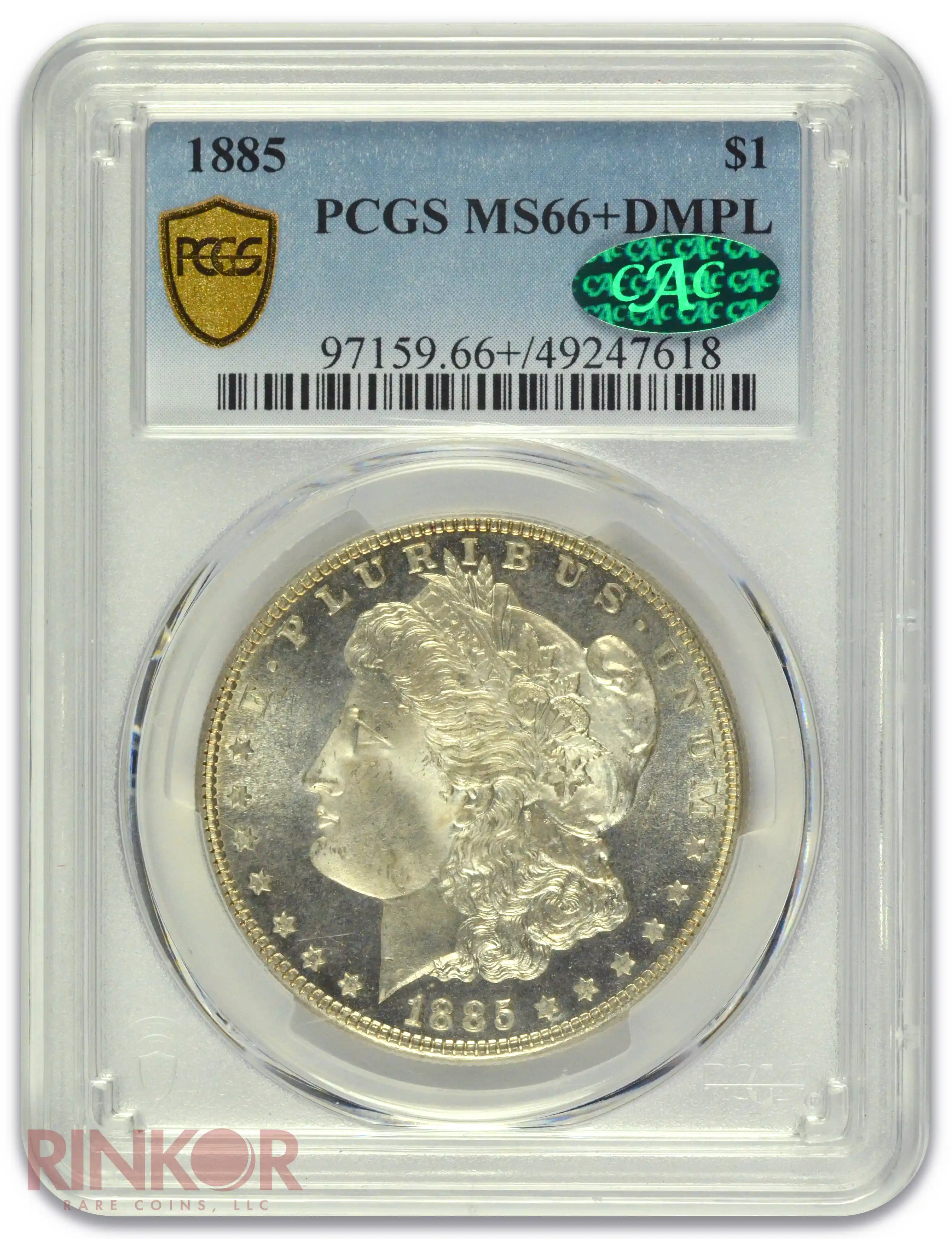 1885 $1 Morgan Dollar PCGS MS 66+ DMPL CAC