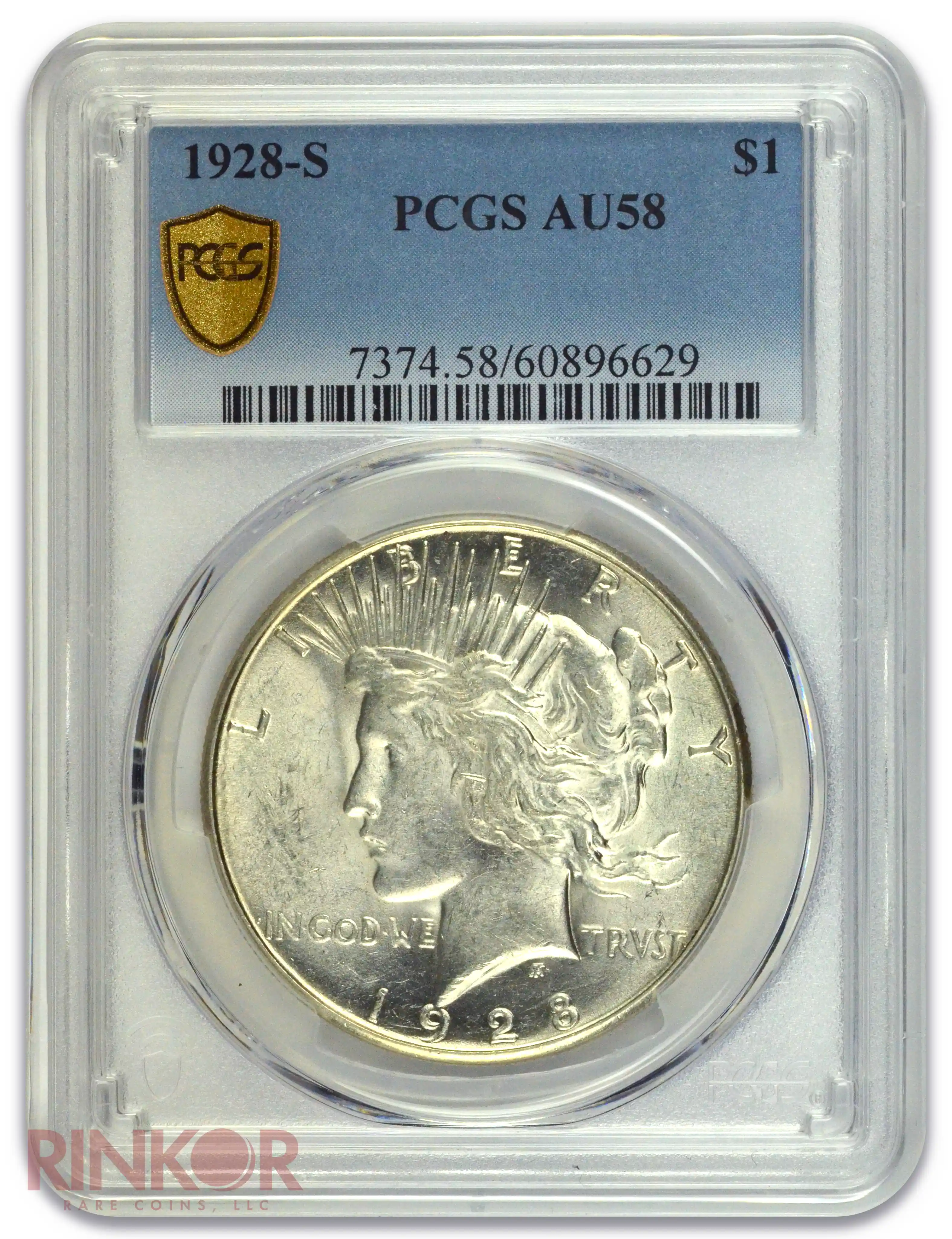 1928-S $1 Peace Dollar PCGS AU-58