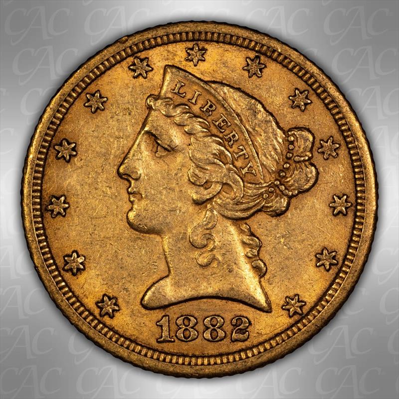 1882-CC $5 CACG AU 58 
