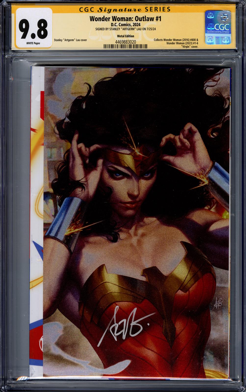 Wonder Woman: Outlaw #1 CGC Signature Series 9.8 (D.C., 2024) Signed by Stanley Artgerm Lau 