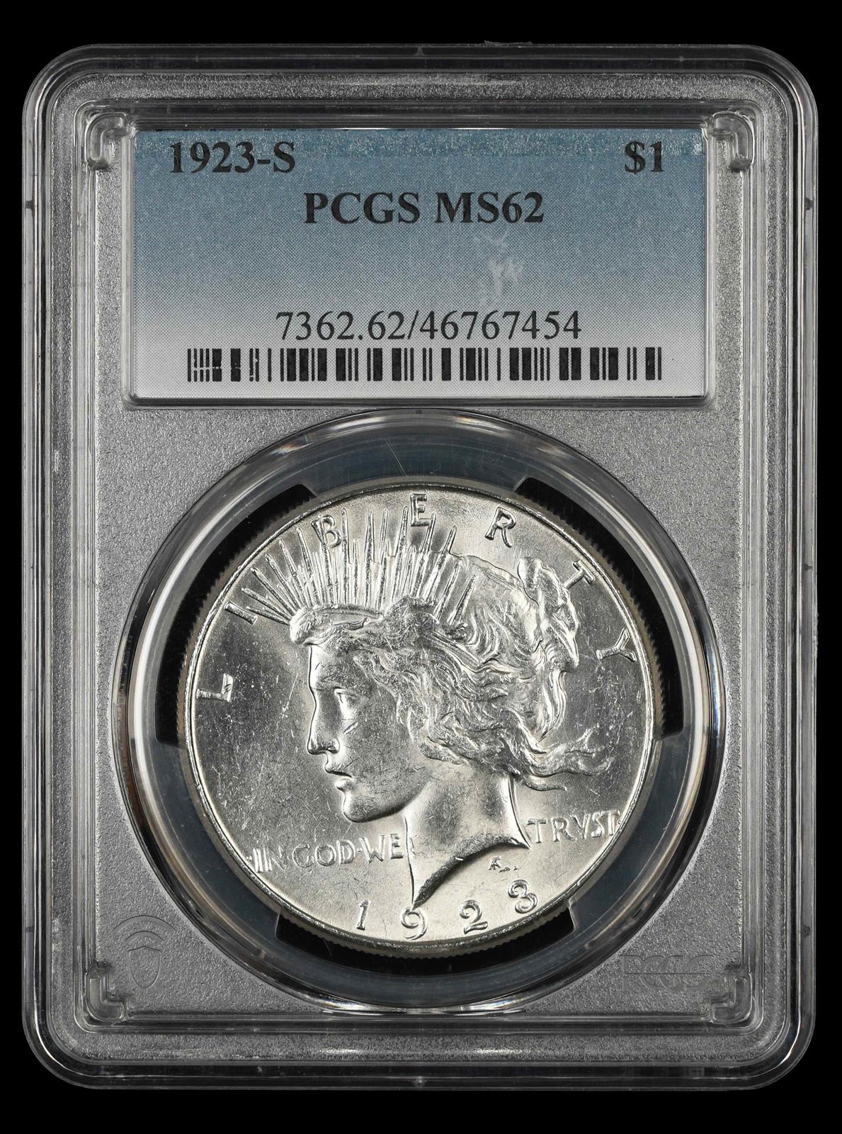 1923-S $1 PCGS MS 62
