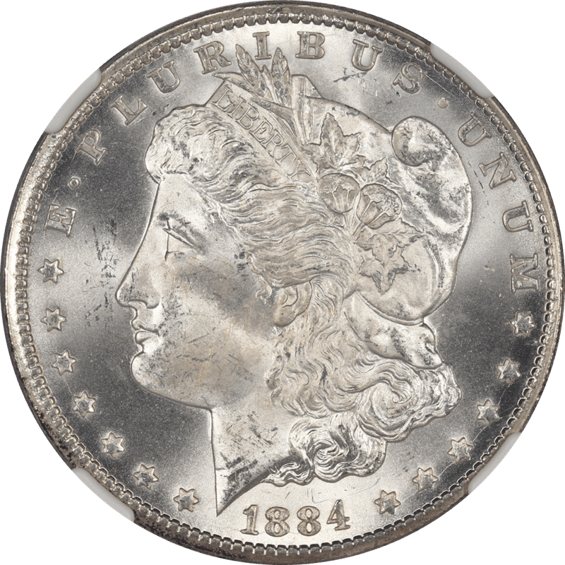 1884-CC Morgan Silver Dollar $1 NGC and CAC MS 66 + Satin White Luster