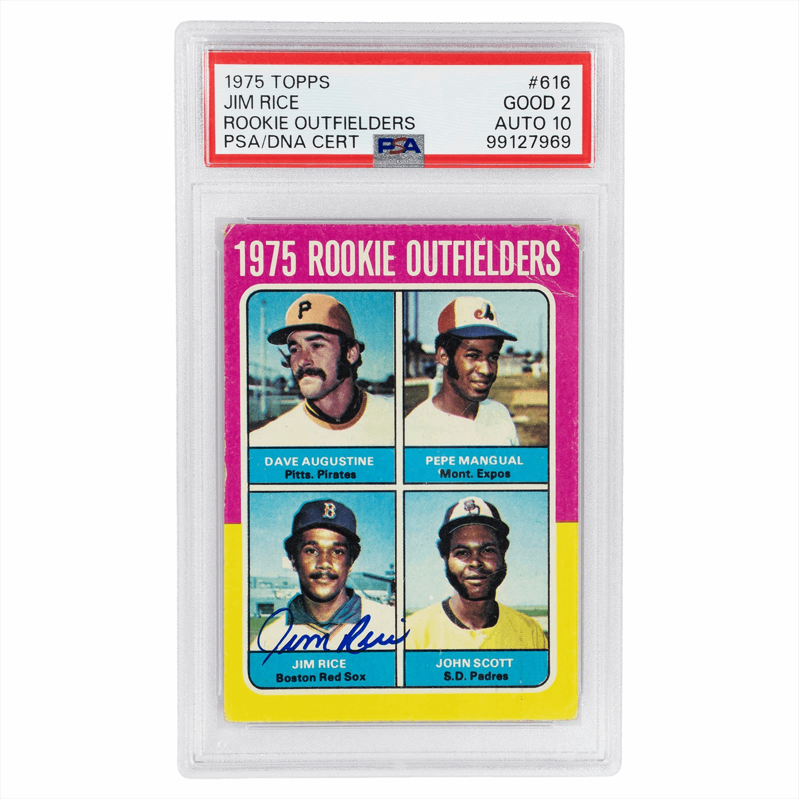 1975 Topps Rookie Outfielders #616 Jim Rice Signature PSA  GOOD 2 AUTO 10