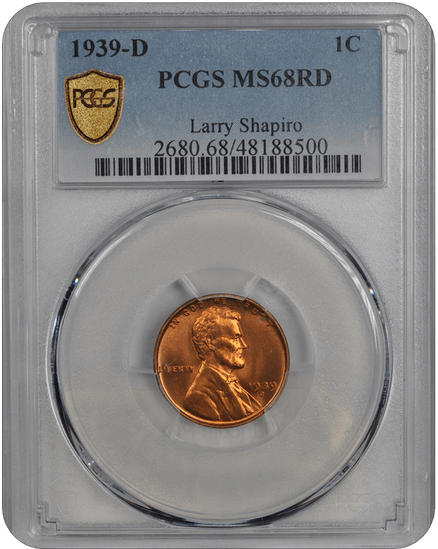 1939-D Lincoln PCGS RD 68 