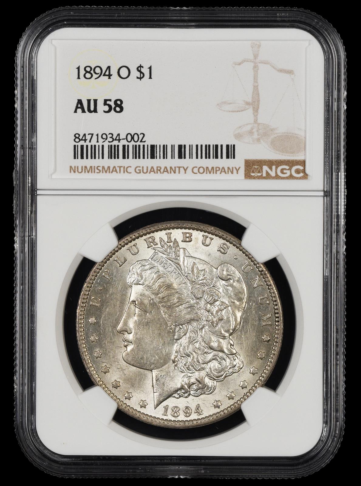 1894 O $1 NGC AU58