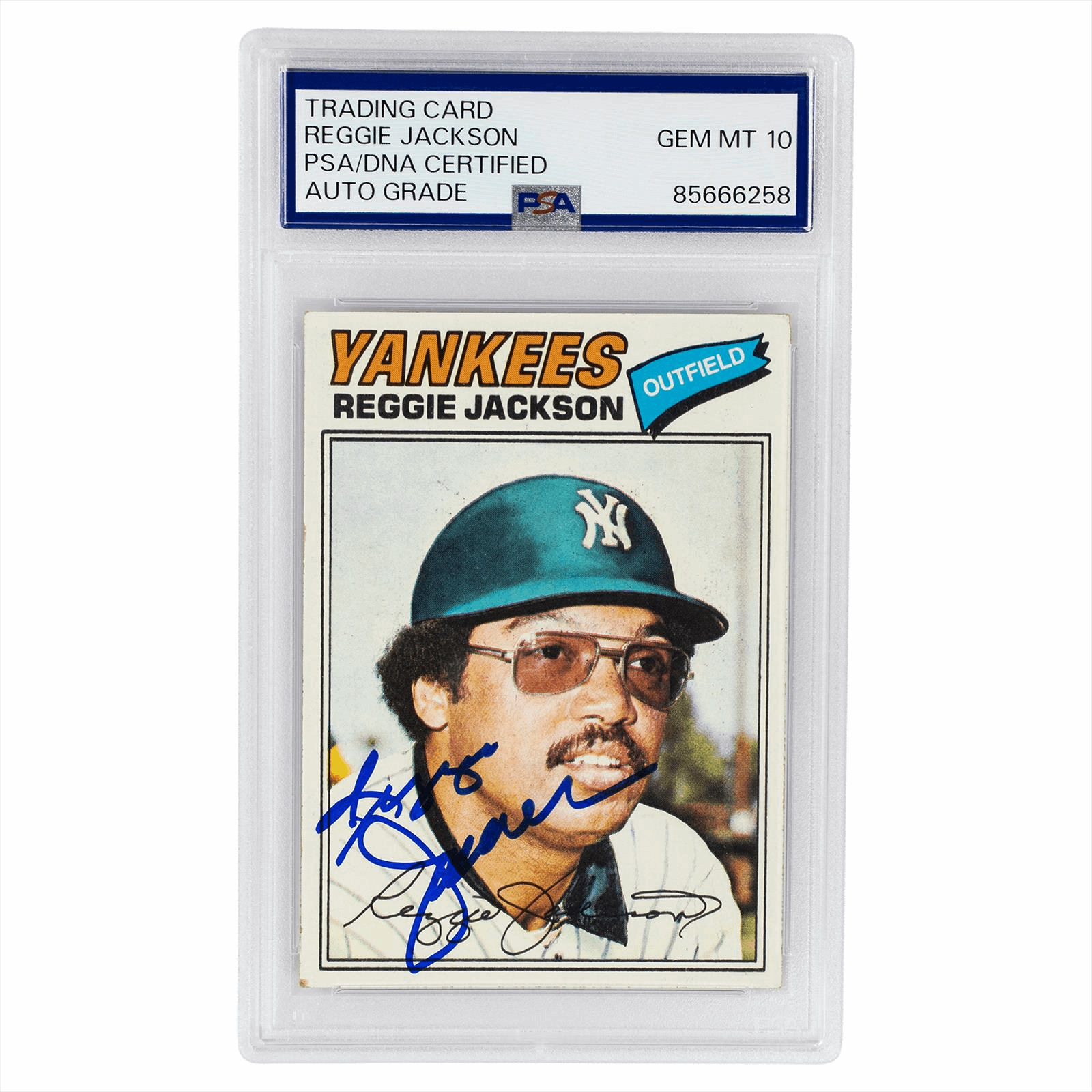 1977 Topps Trading Card Reggie Jackson #10 PSA/DNA Auto Grade Gem Mint 10