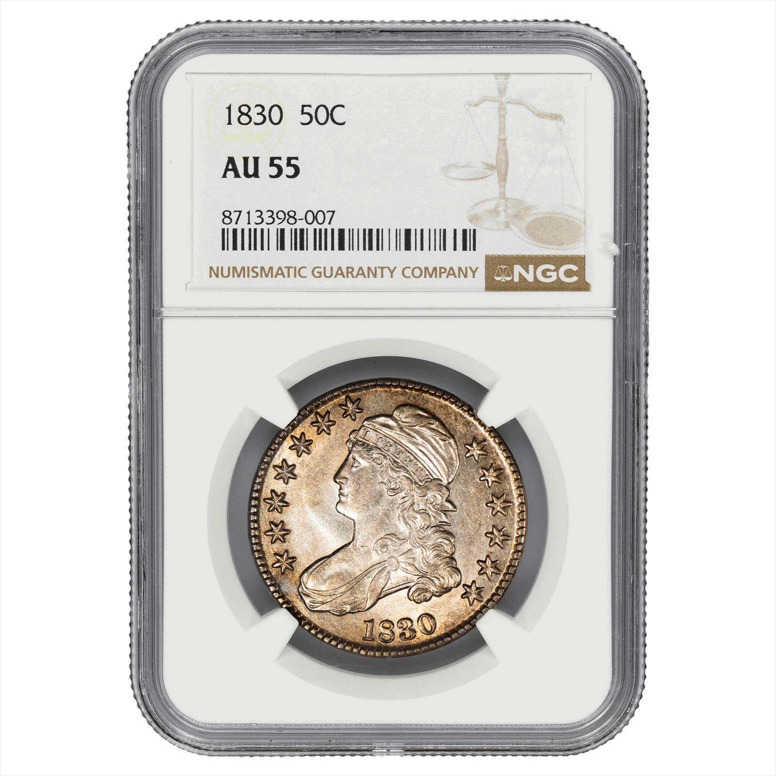 1830 Capped Bust Half Dollar 50C NGC AU 55