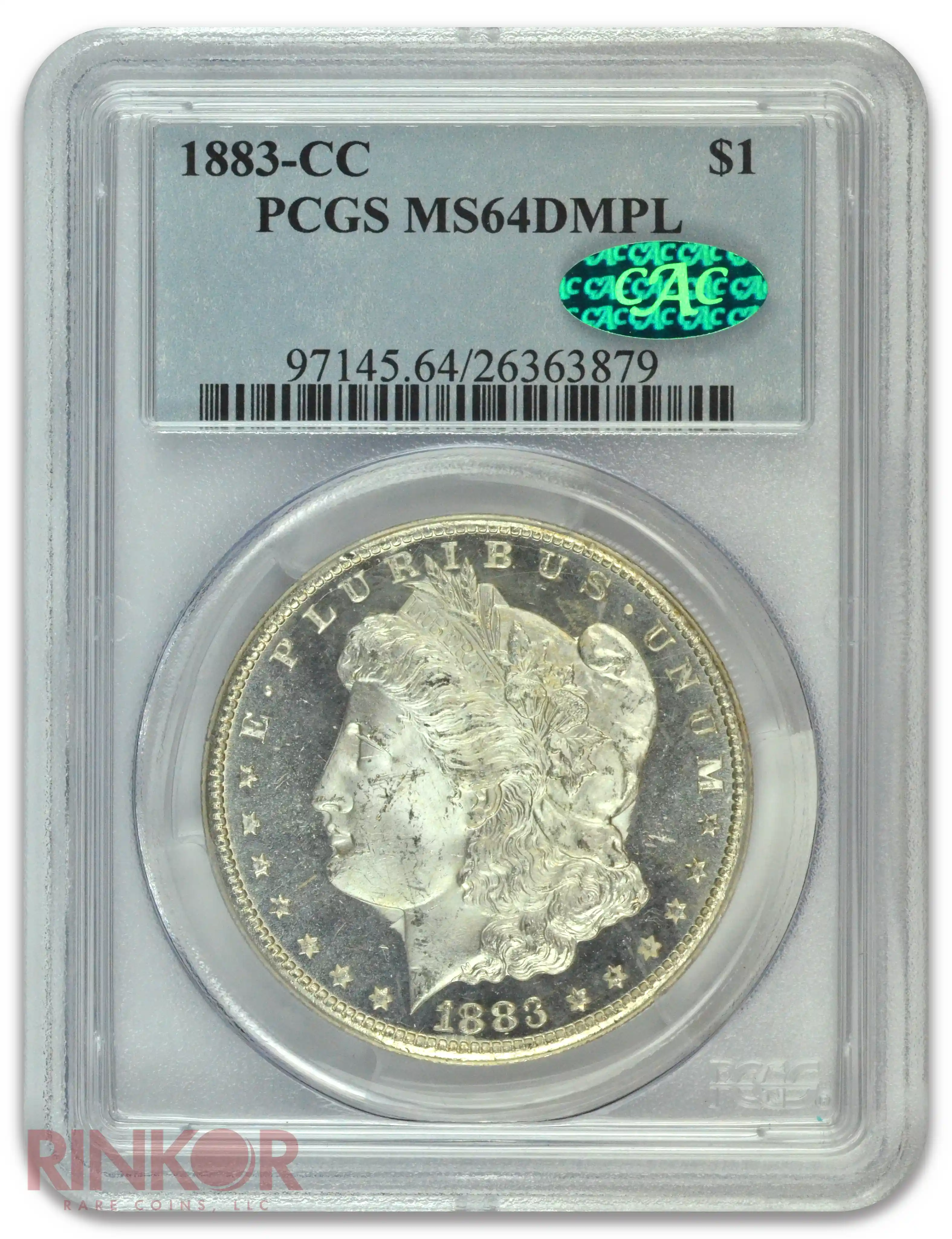 1883-CC $1 Morgan Dollar PCGS MS 64 DMPL CAC