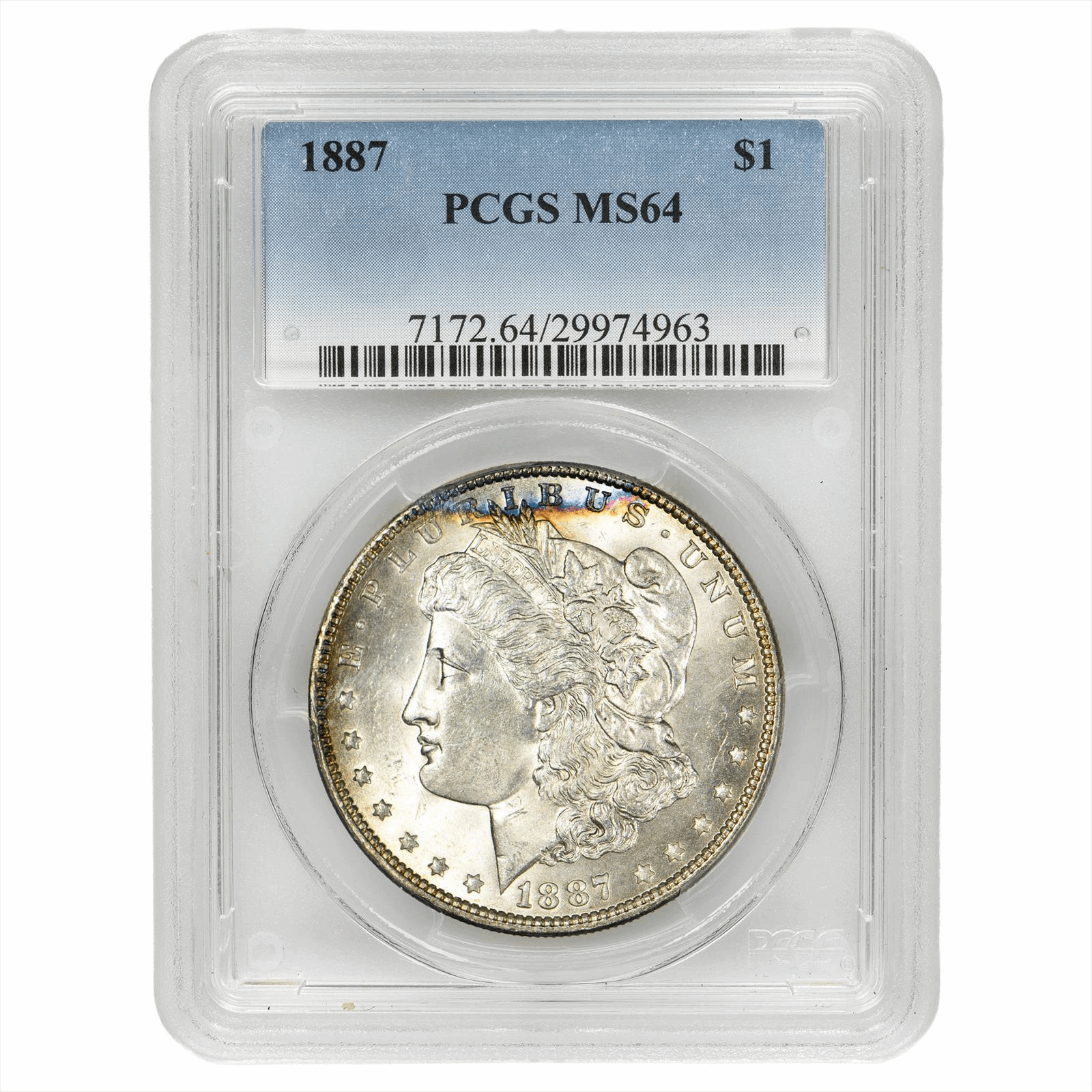 1887 Morgan Silver Dollar $1 PCGS MS 64