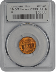 1940-S Lincoln PCGS RD 66