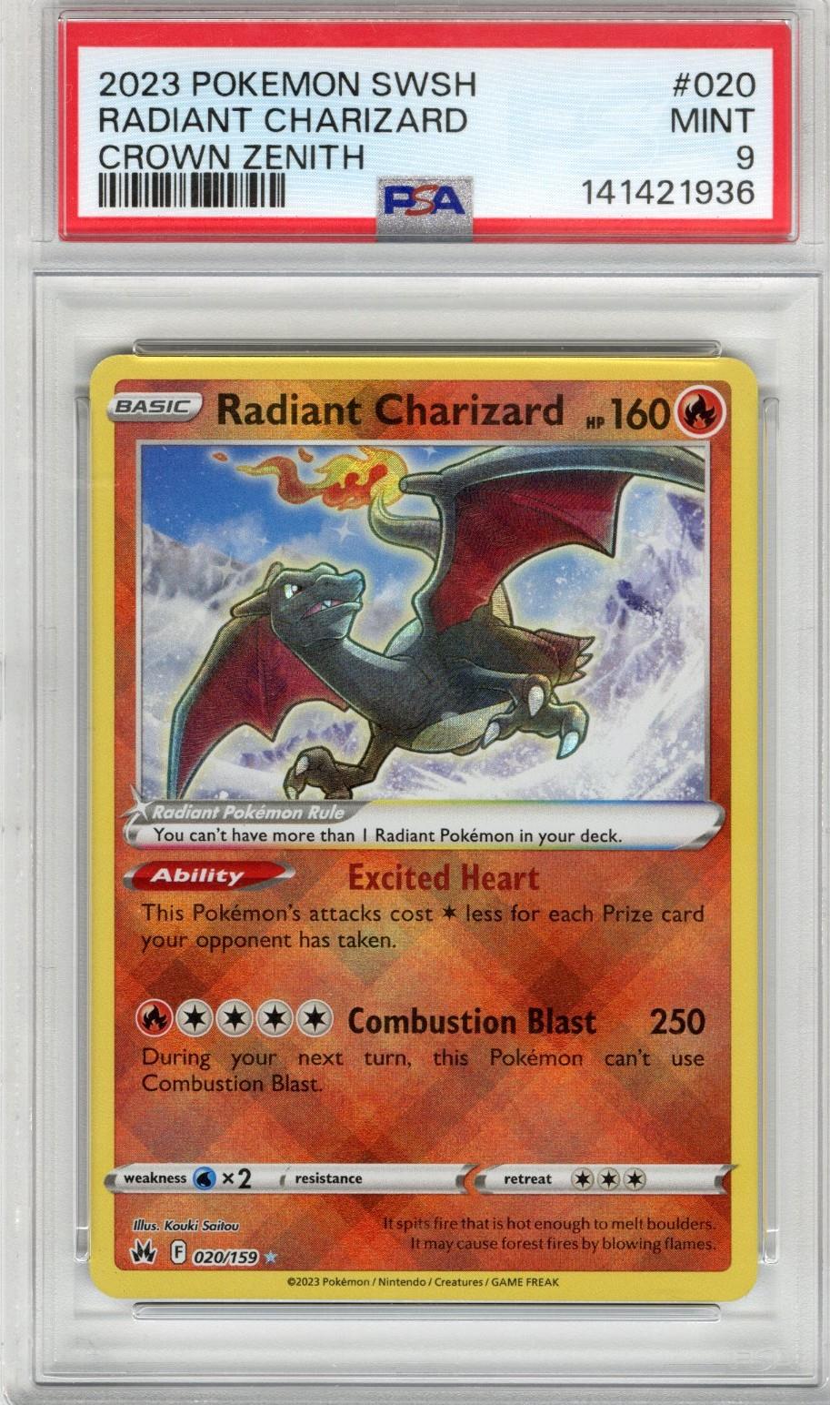 2023 Pokemon SWSH Radiant Charizard Crown Zenith #020 PSA MINT 9 
