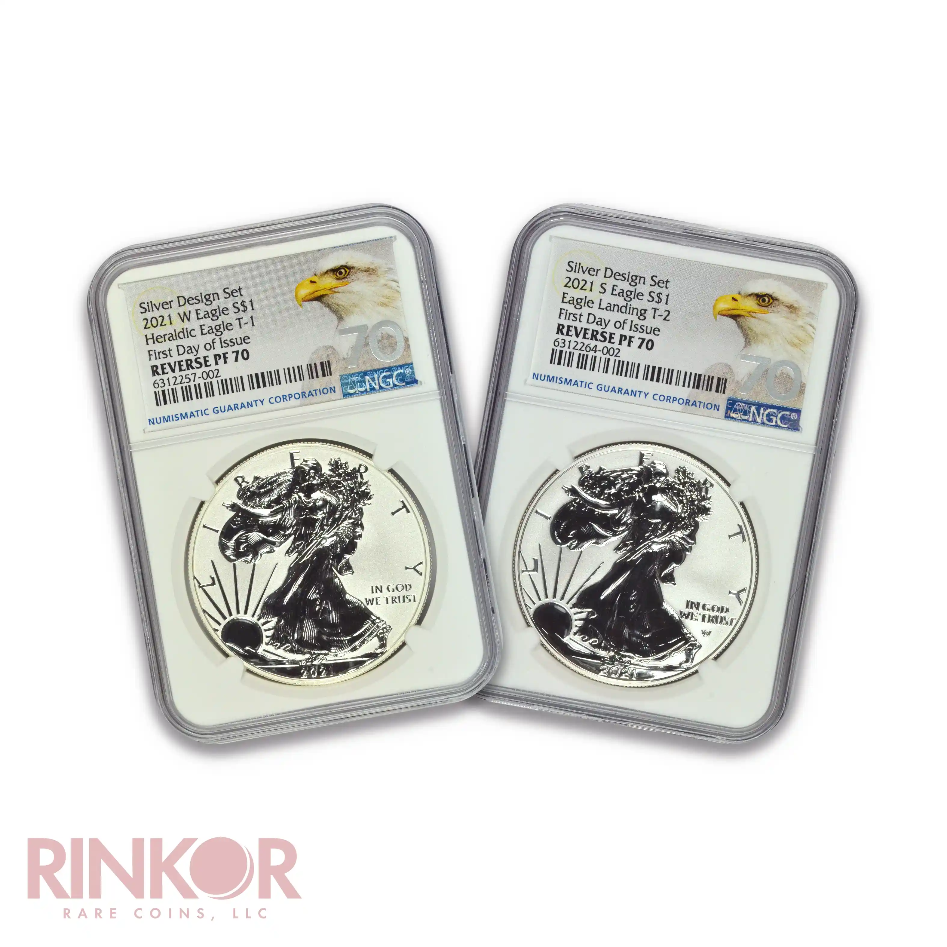 2021 Reverse Proof Silver Eagle 2-Coin Set First Day of Issue NGC PF 70