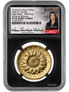 2025-W $100 1oz. American Gold Liberty, AR, PF70, NGC, Anna Cabral 