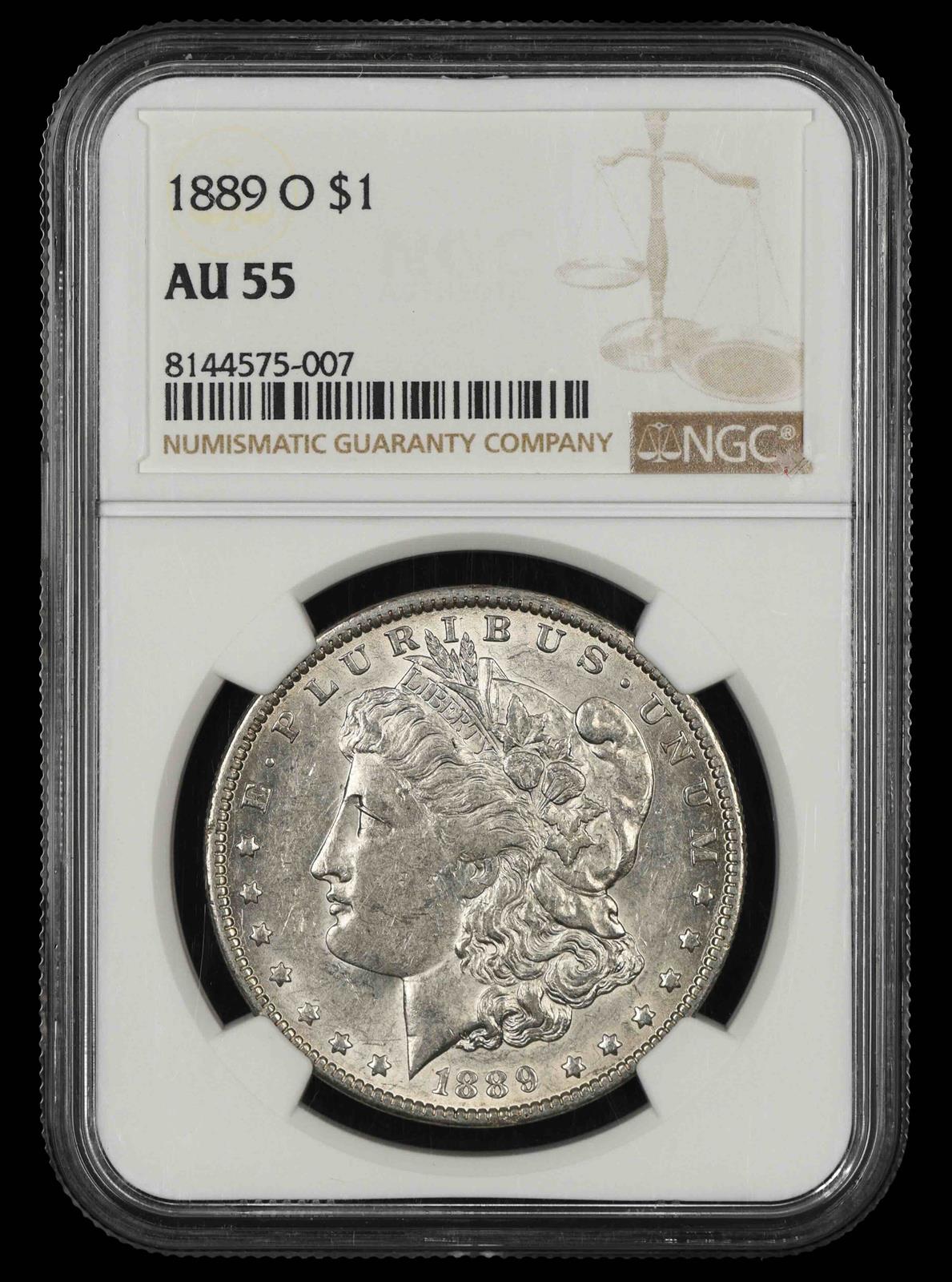 1889 O $1 NGC AU55