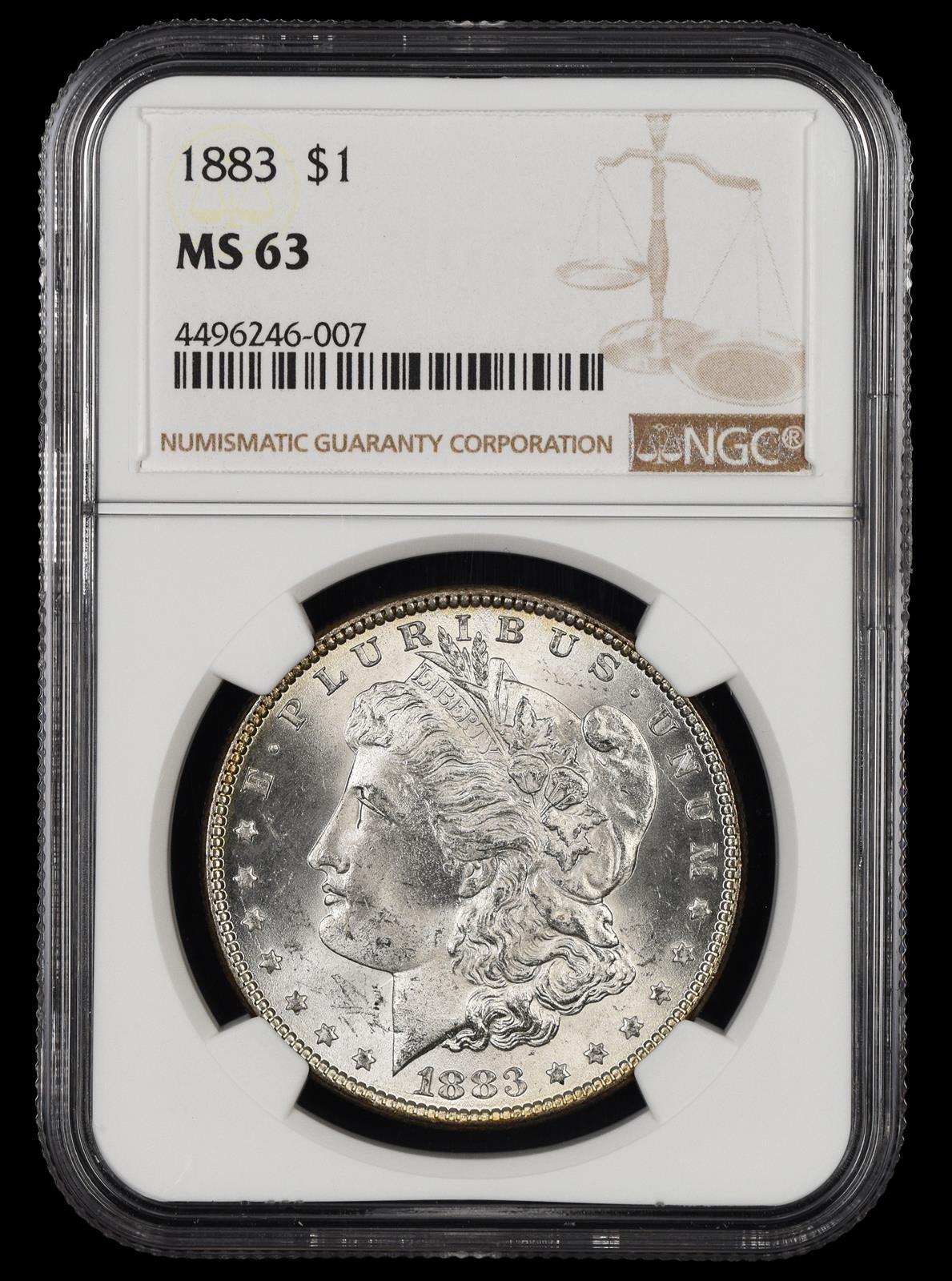 1883 $1 NGC MS 63