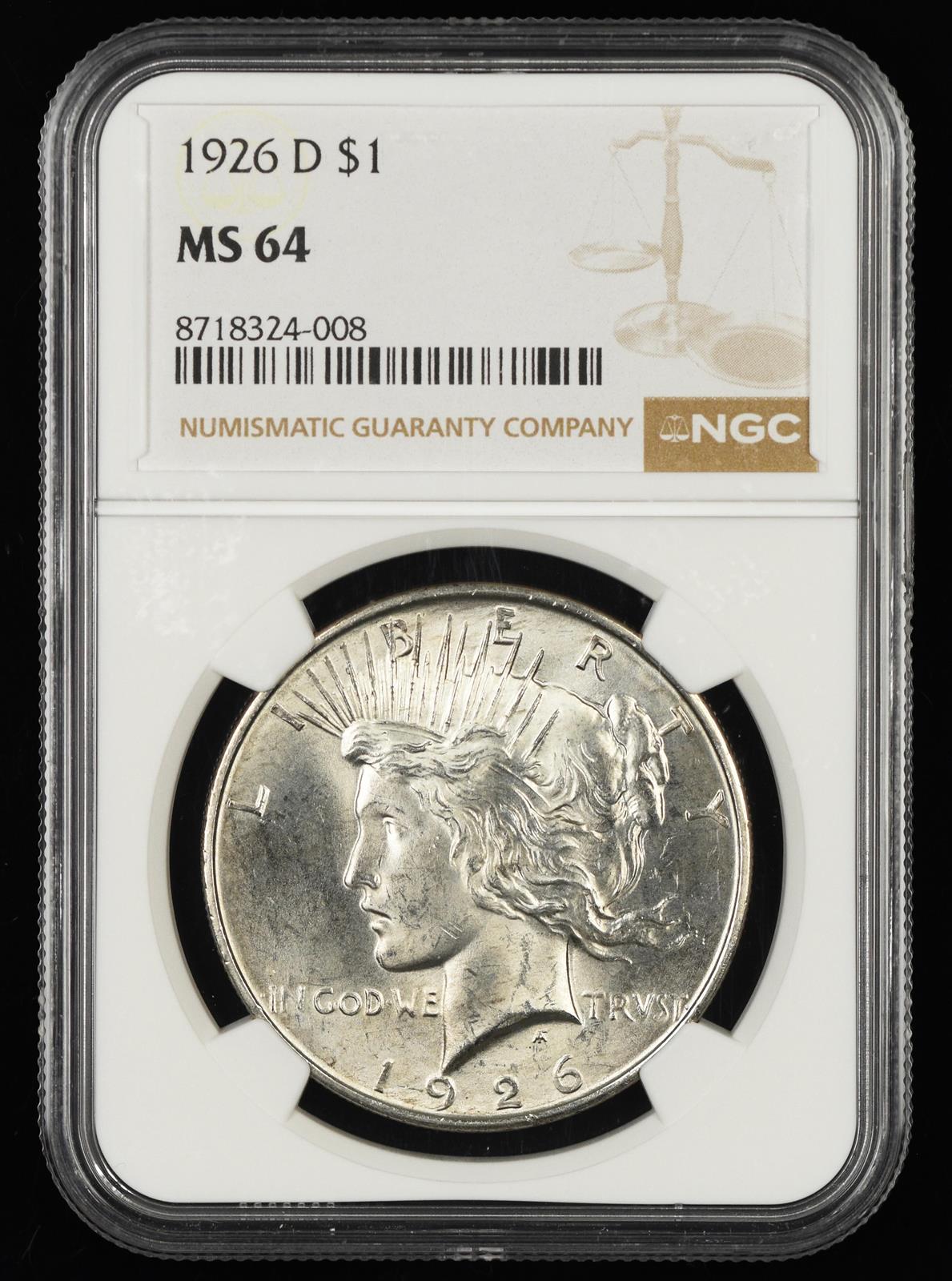 1926 D $1 NGC  MS64