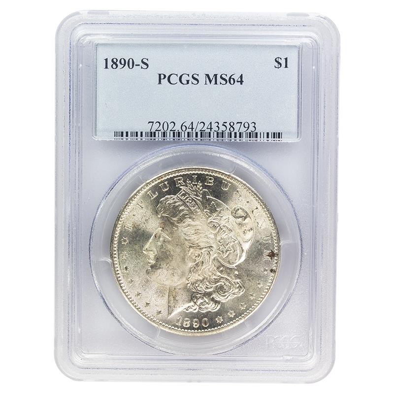 1890-S Morgan Dollar, $1 PCGS MS 64