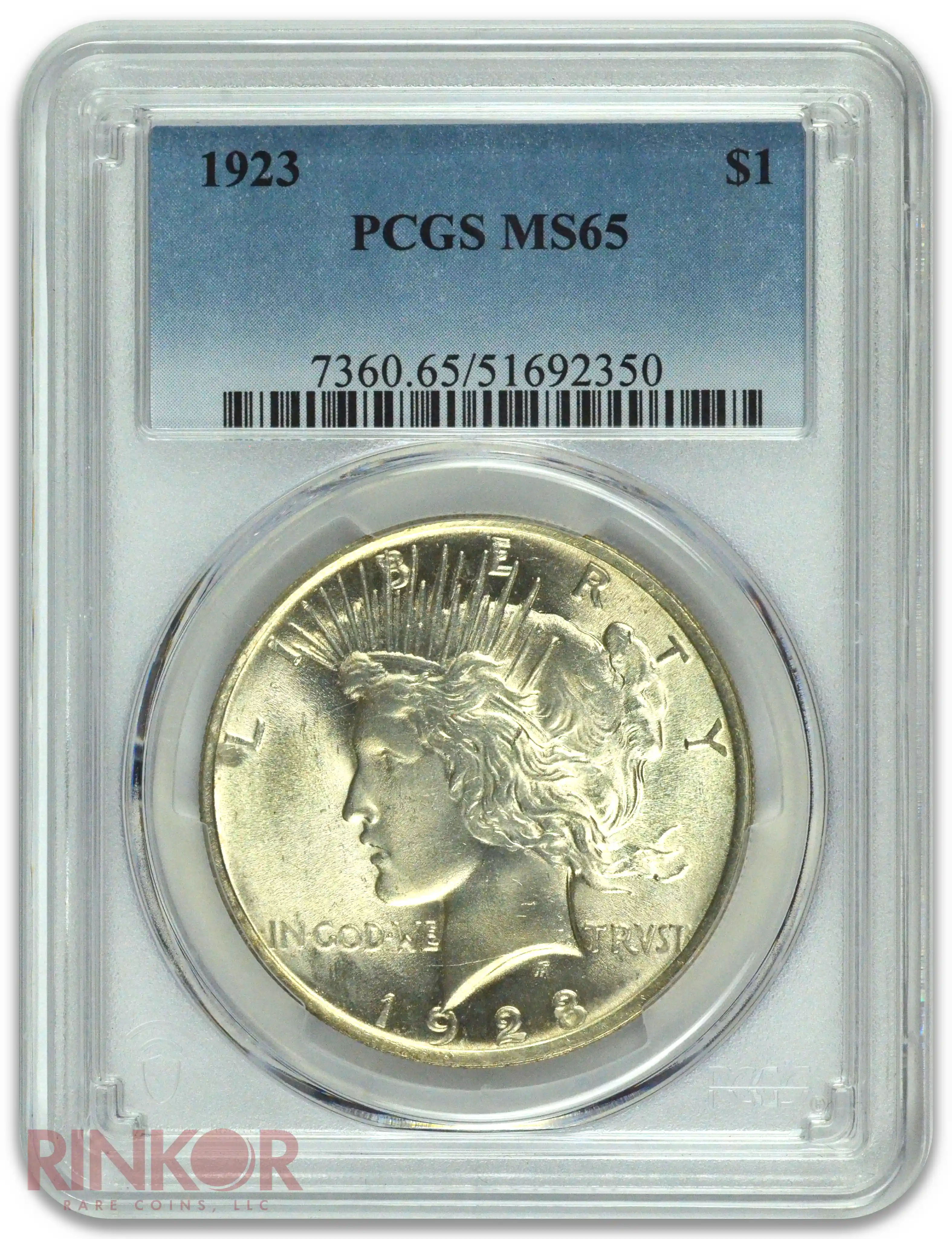 1923 $1 Peace Dollar PCGS MS 65