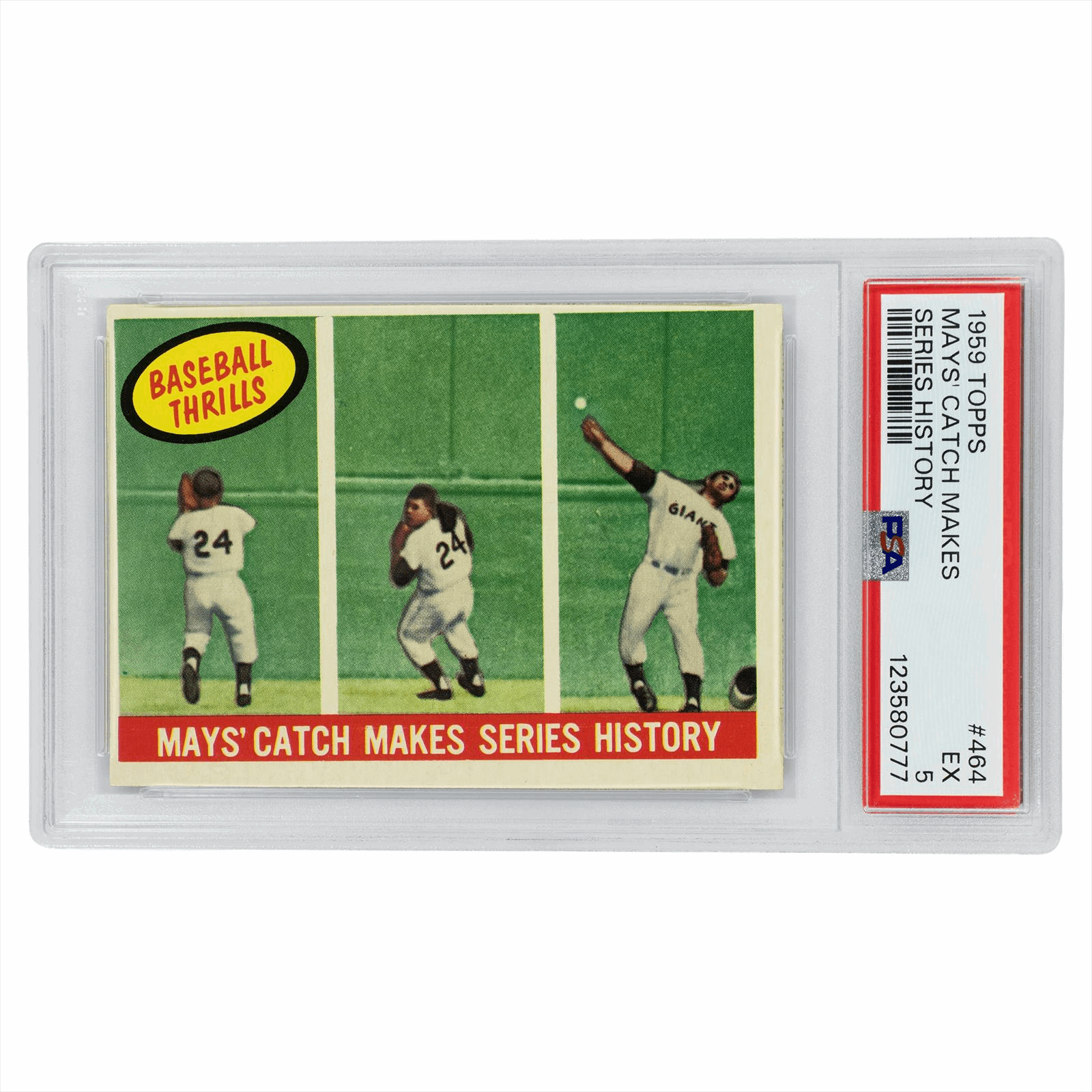 1959 Topps Mays Catch Makes Series History #464 PSA EX 5 Cert #123580777