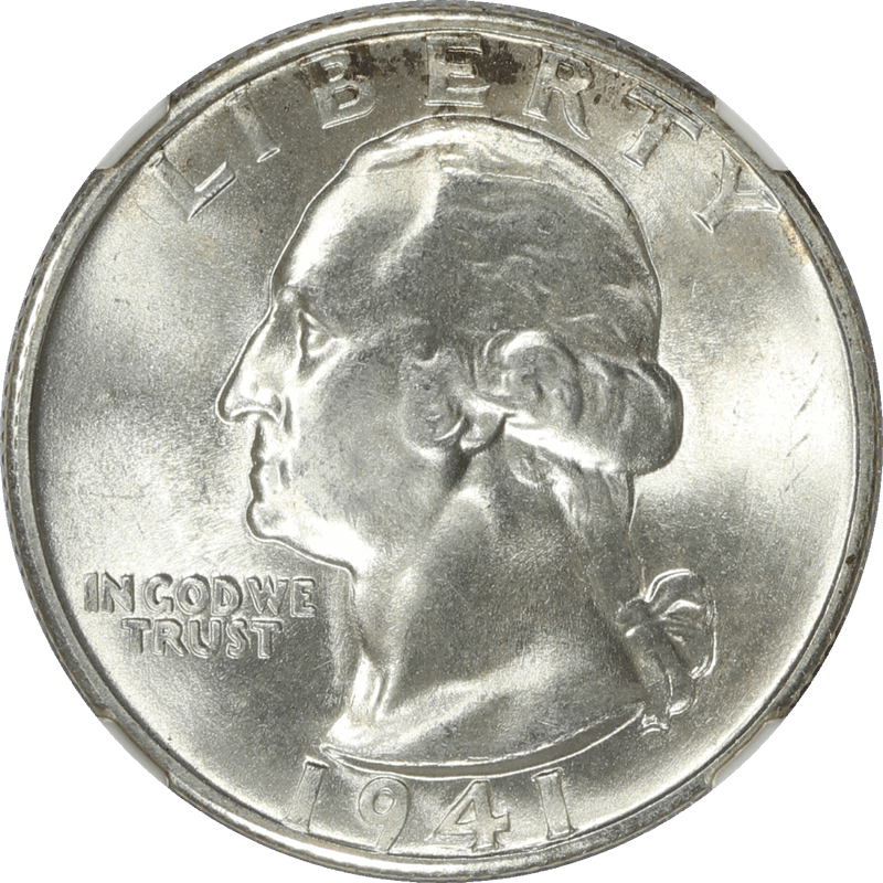 1941-D Washington Silver Quarter 25c, NGC MS 67 - Brilliant Luster!