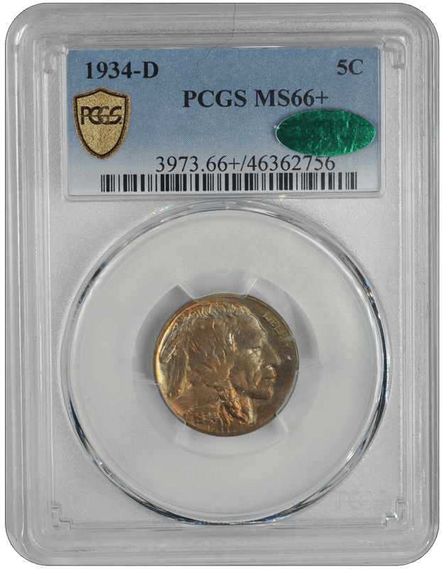 1934-D Buffalo PCGS CAC MS 66+