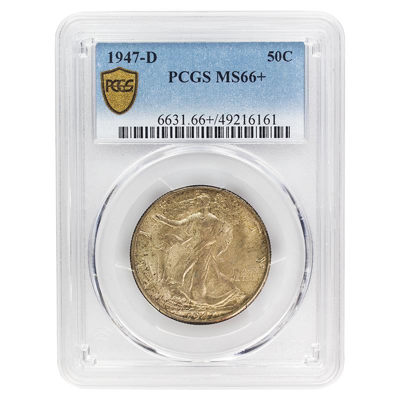 1947-D Walking Liberty Half Dollar, 50C PCGS MS 66+