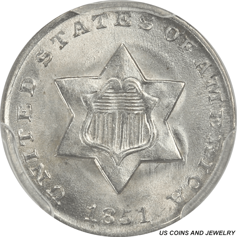 Buy THREE CENTS SILVER COINS-1851 Type I, Three Cent Silver - Nice