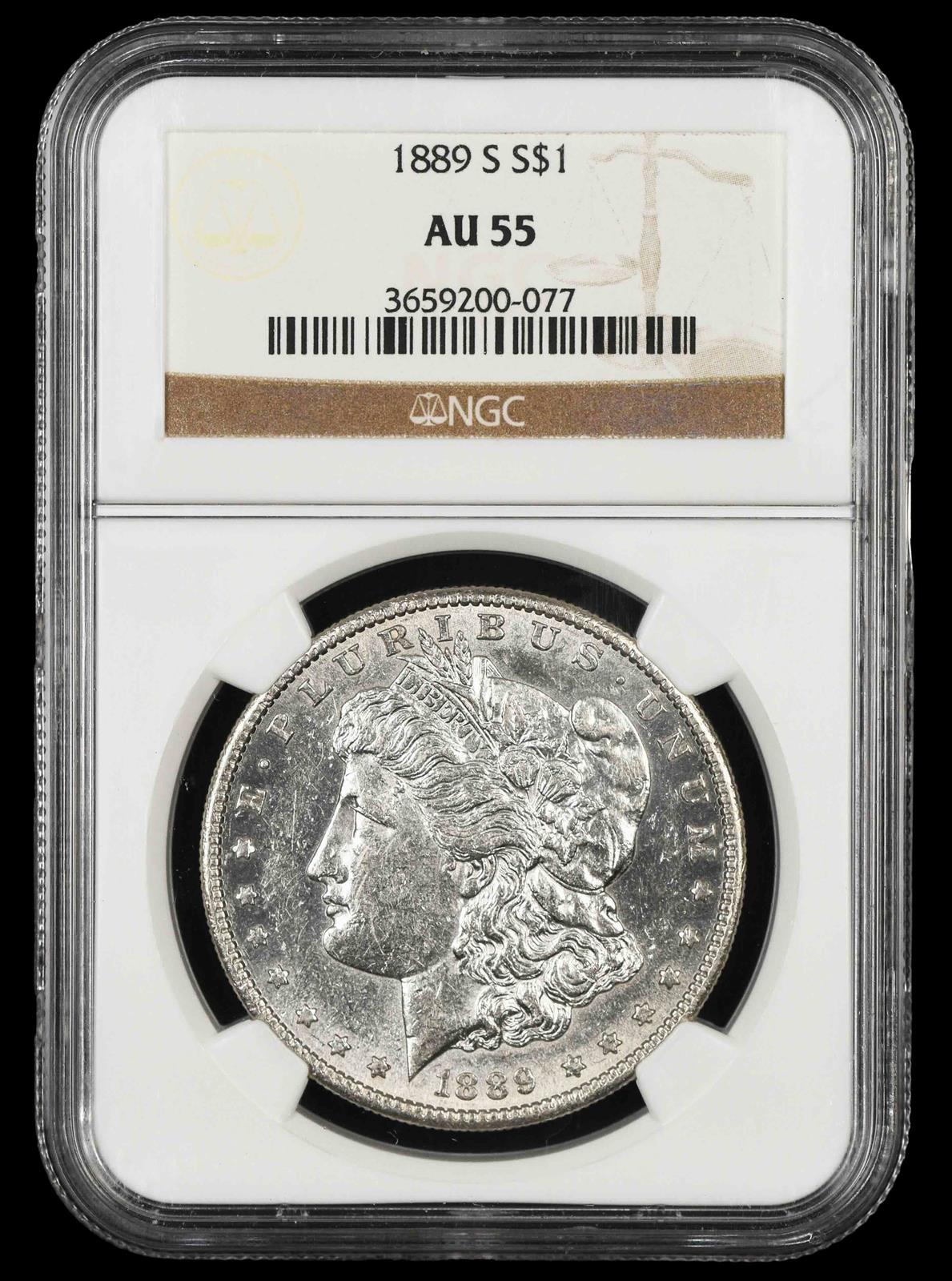 1889 S $1 NGC AU-55