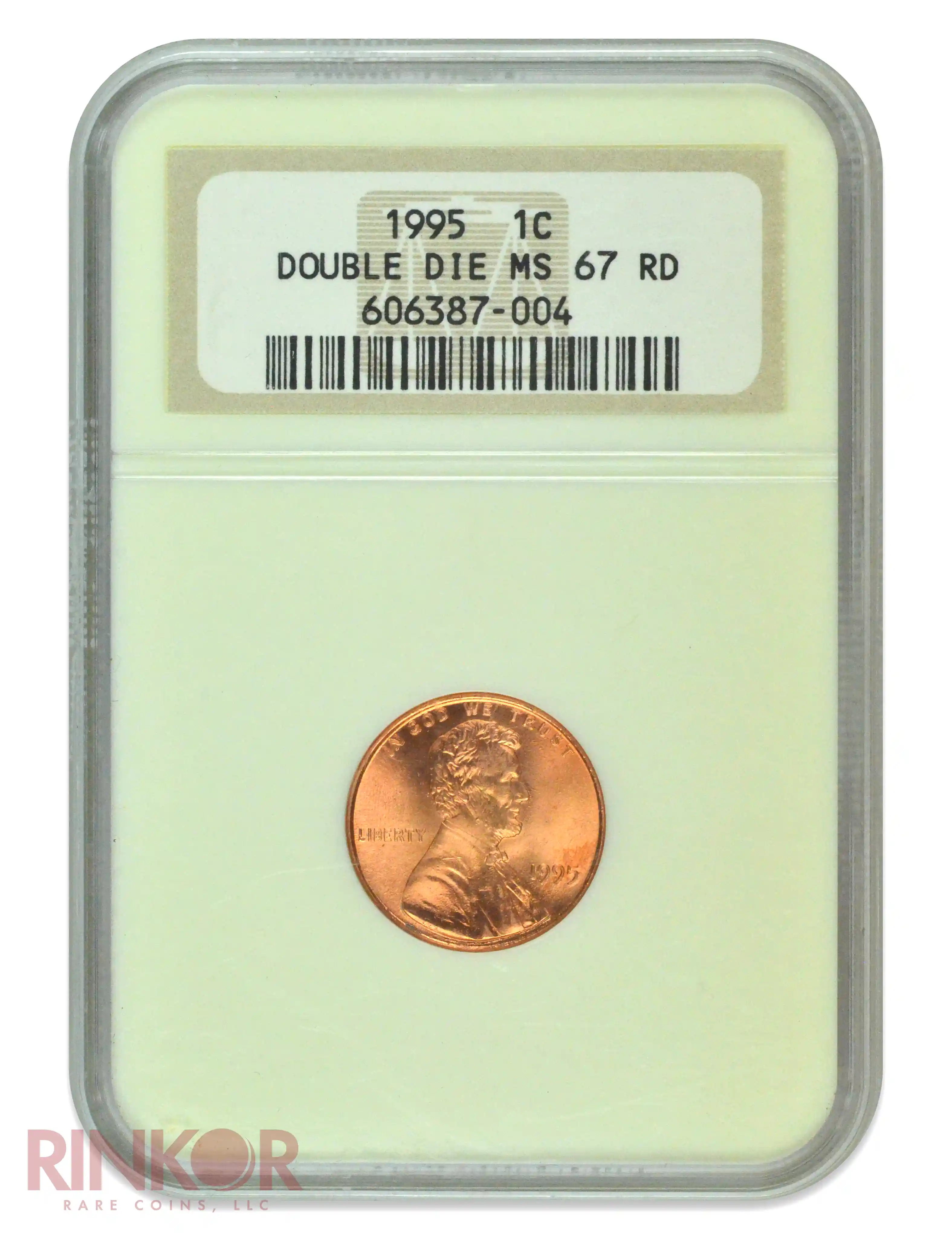1995 Doubled Die Obverse Lincoln Memorial Cent NGC MS 67 RD