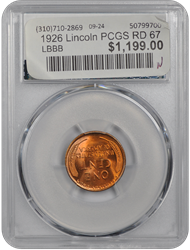 1926 Lincoln PCGS RD 67