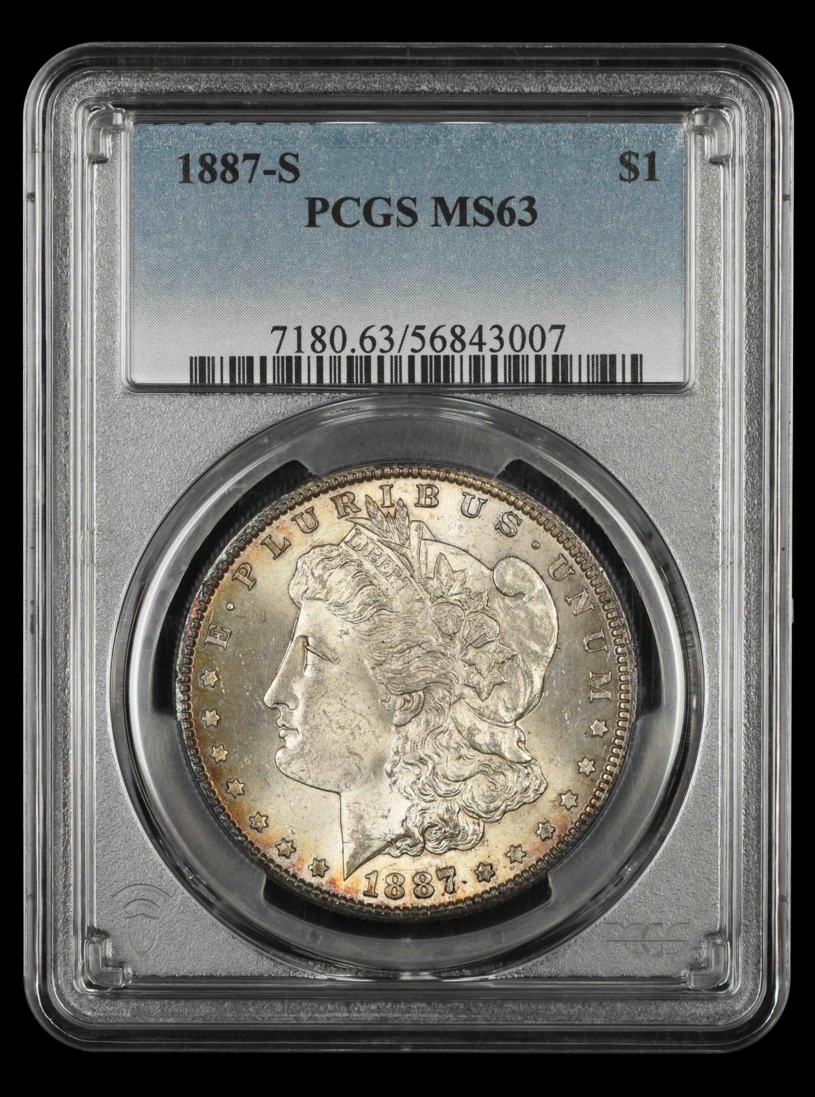 1887-S $1 PCGS MS 63