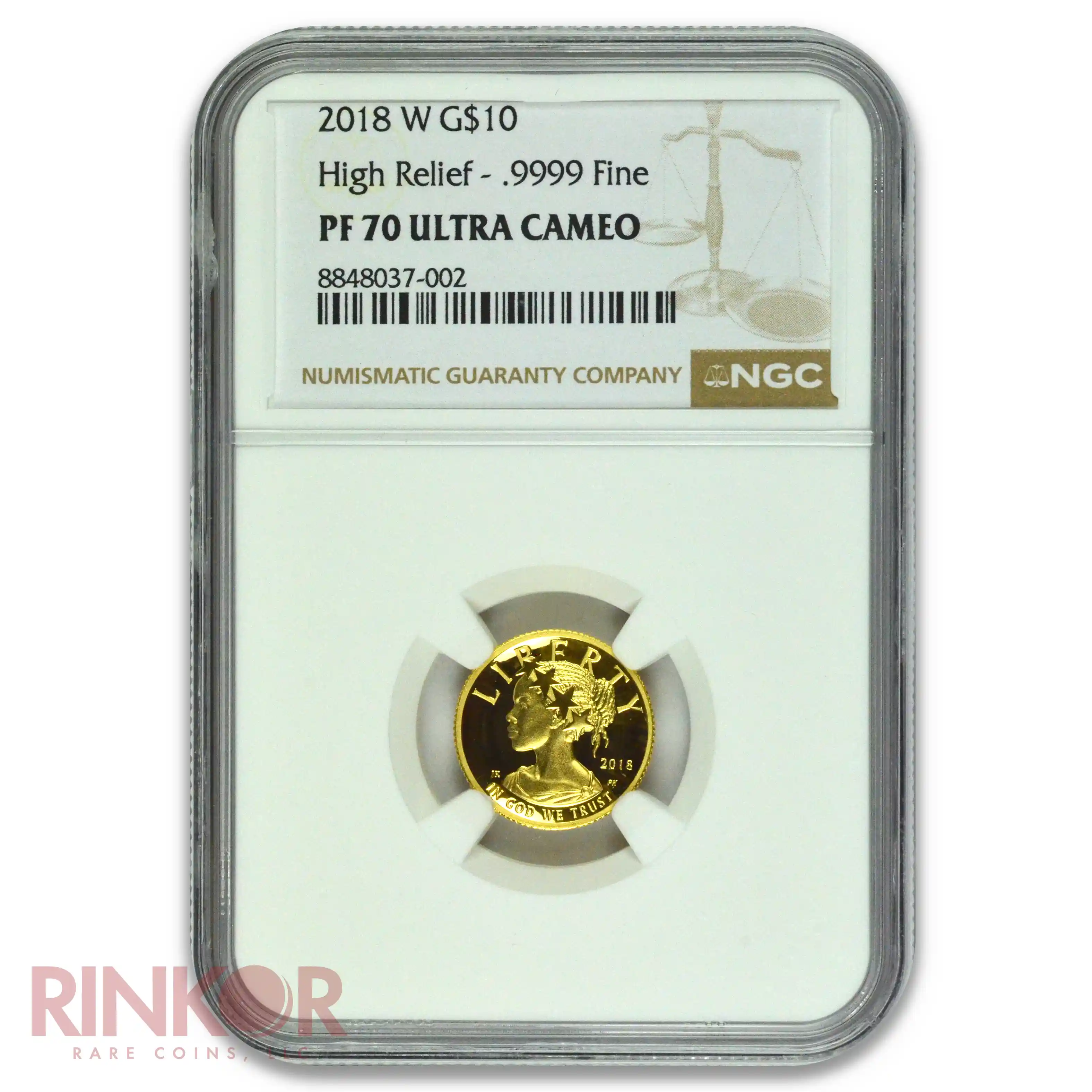 2018-W 1/10thoz American Liberty Gold High Relief Brown Label NGC PF 70