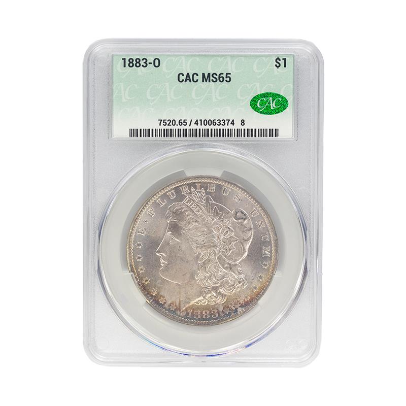 1883-O Morgan Dollar $1 CACG MS 65, CAC Certified Green