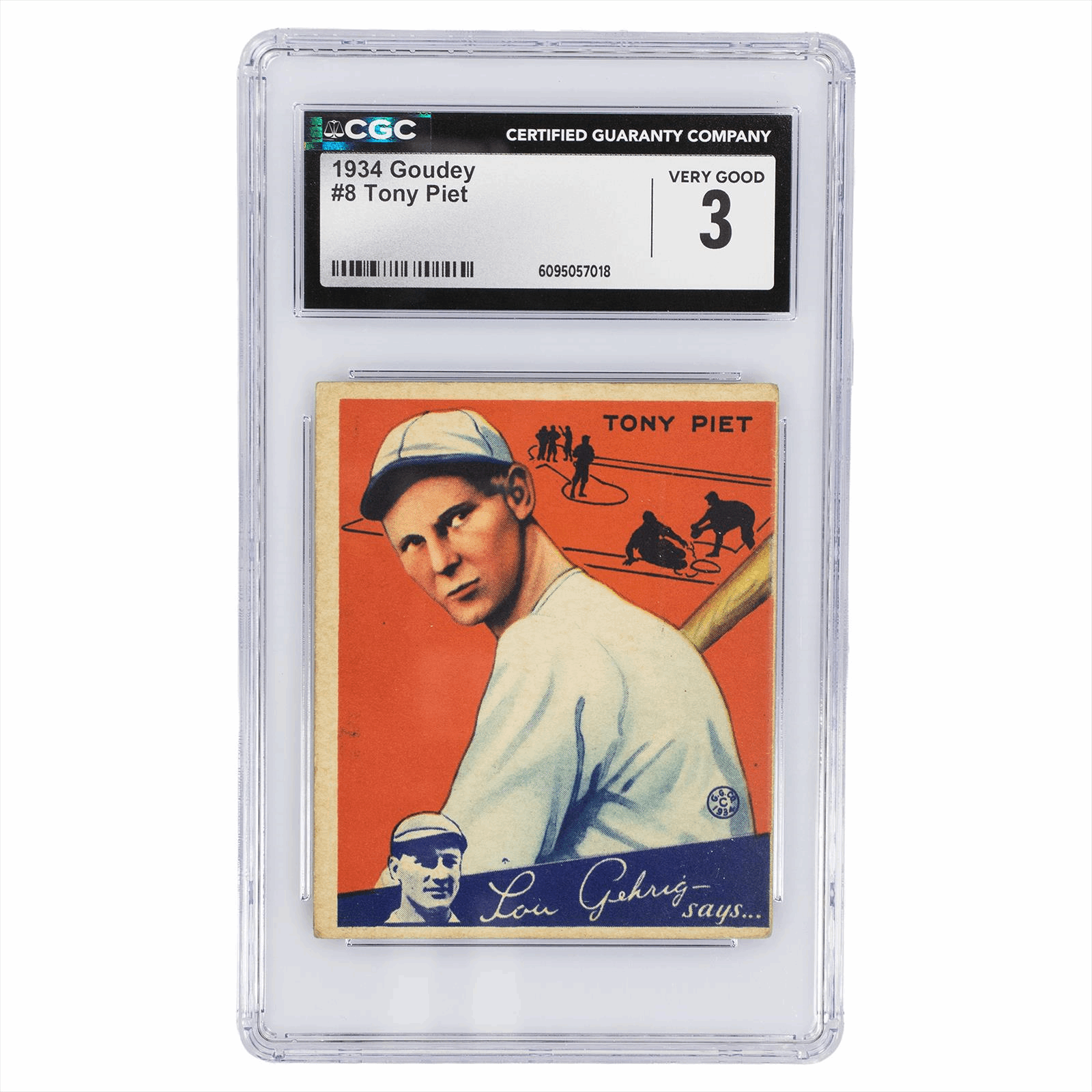 1934 Goudey Tony Piet #8 CGC VG 3