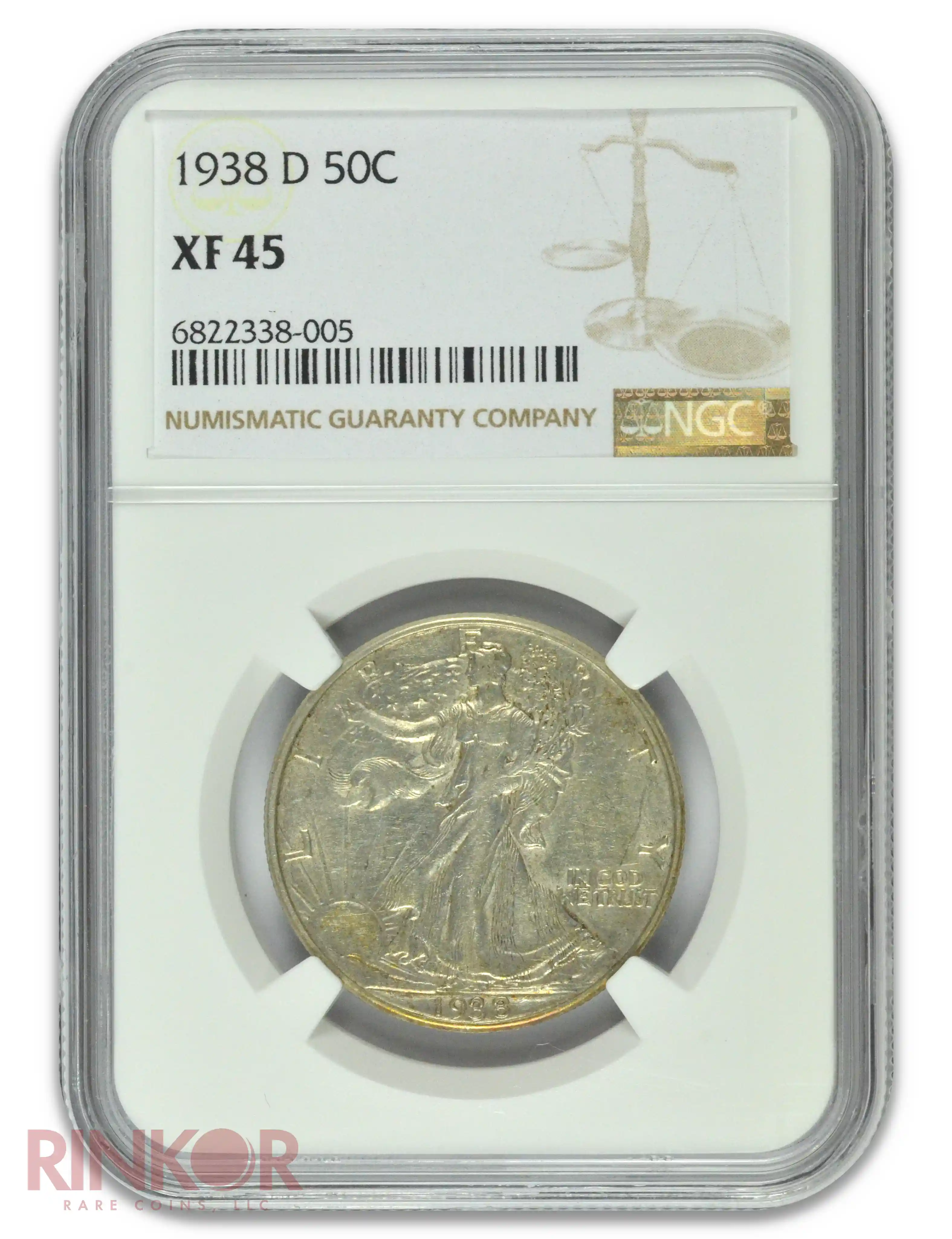 1938-D Walking Liberty Half Dollar NGC XF-45