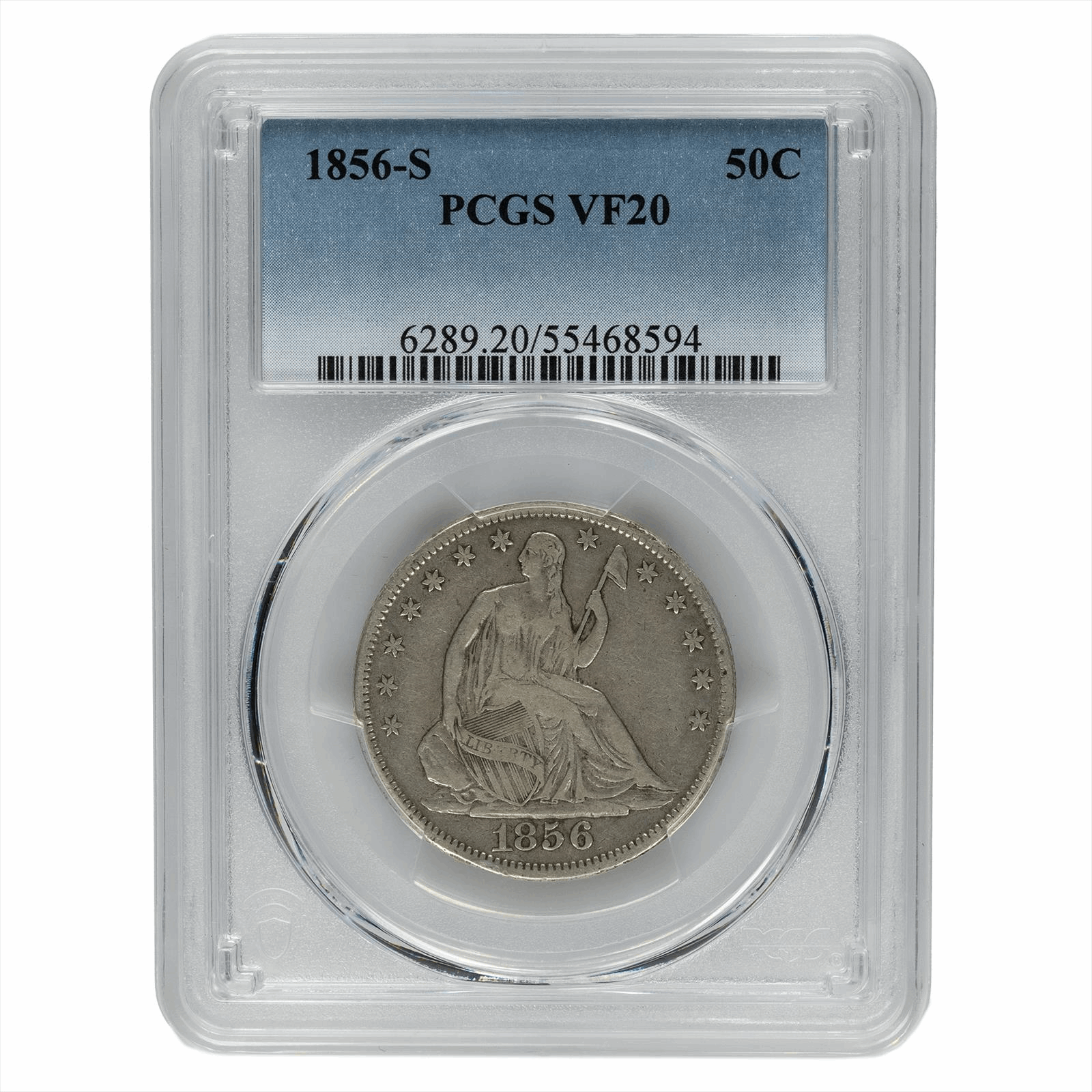 1856-S Seated Liberty Half Dollar 50C PCGS VF-20