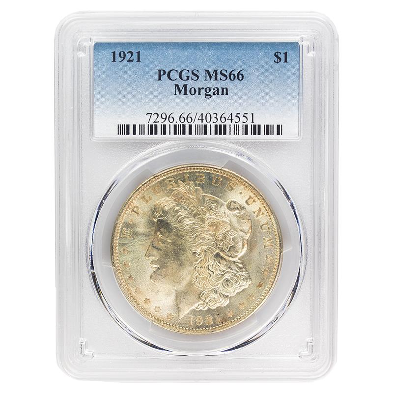 1921 Morgan Dollar, $1 PCGS MS 66 