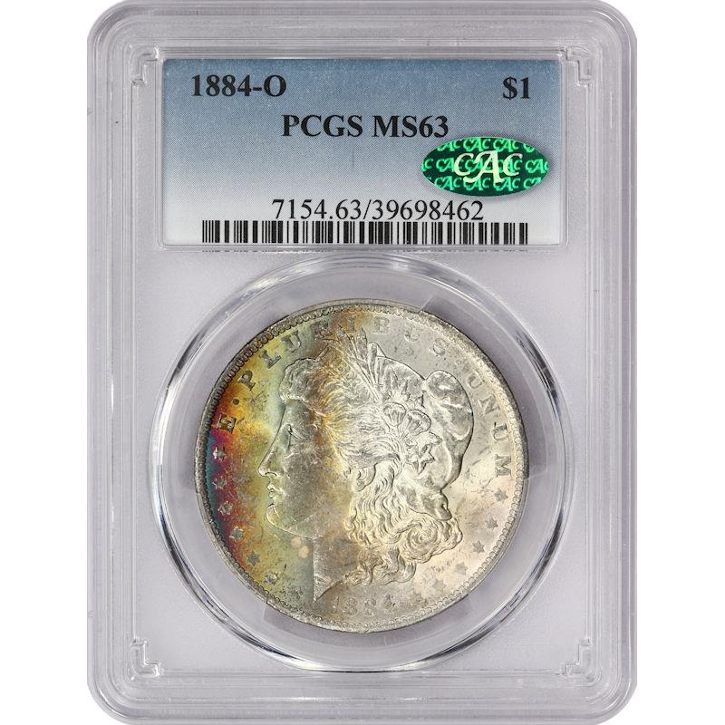 1884-O $1 Morgan Silver Dollar - PCGS MS63 CAC - Colorful Toning on Obverse!