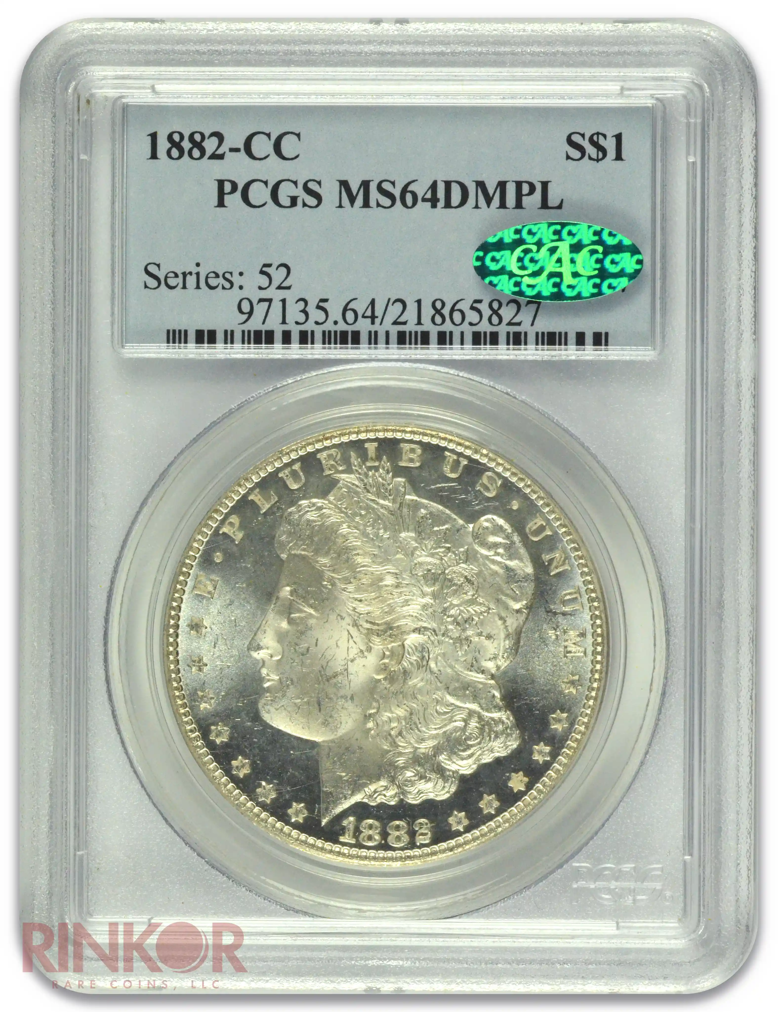 1882-CC $1 Morgan Dollar PCGS MS 64 DMPL CAC