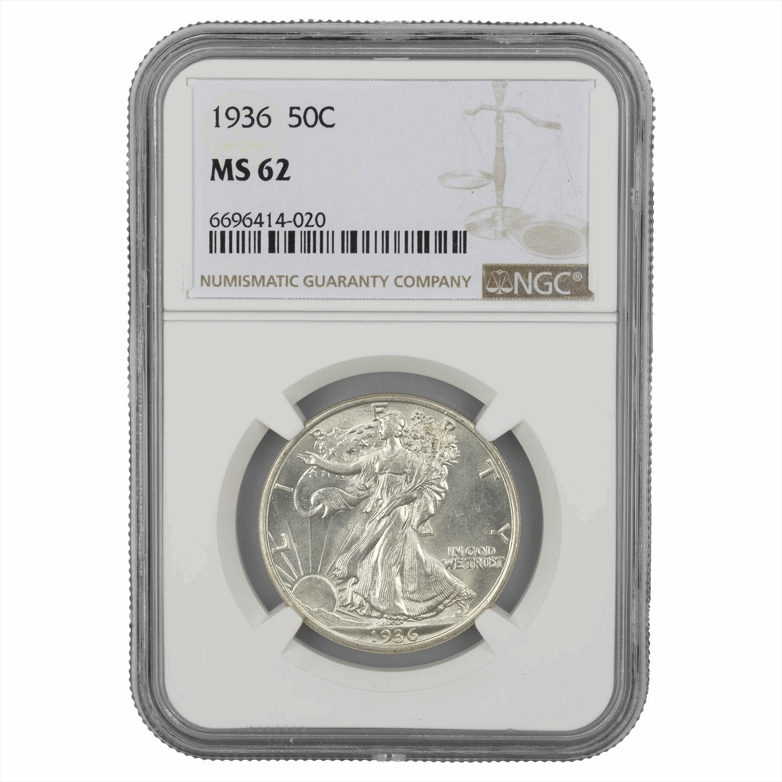 1936 Walking Liberty Half Dollar 50C NGC MS 62